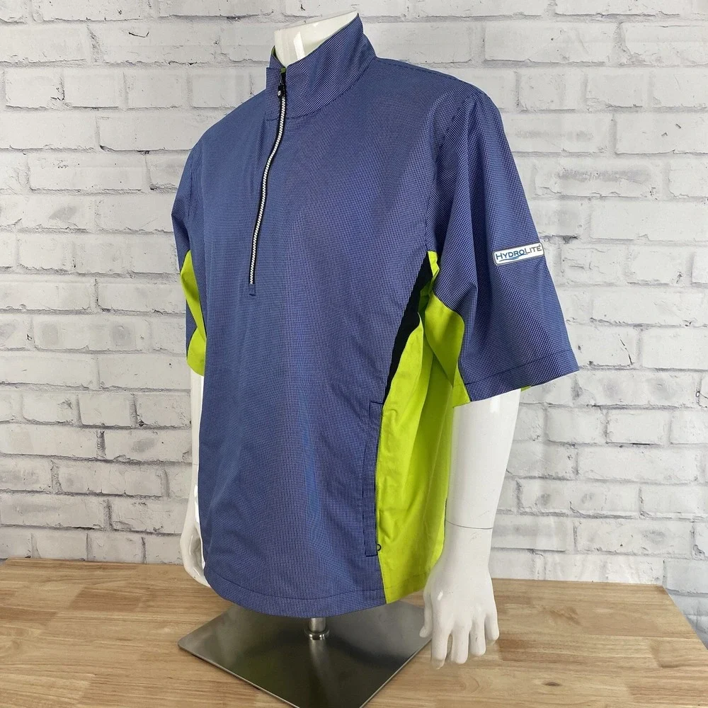 DryJoys FootJoy Windbreaker Men's‎ Medium Pullover Short Sleeve Blue Golfing
